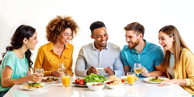 Uśmiechnięte osoby jedzące